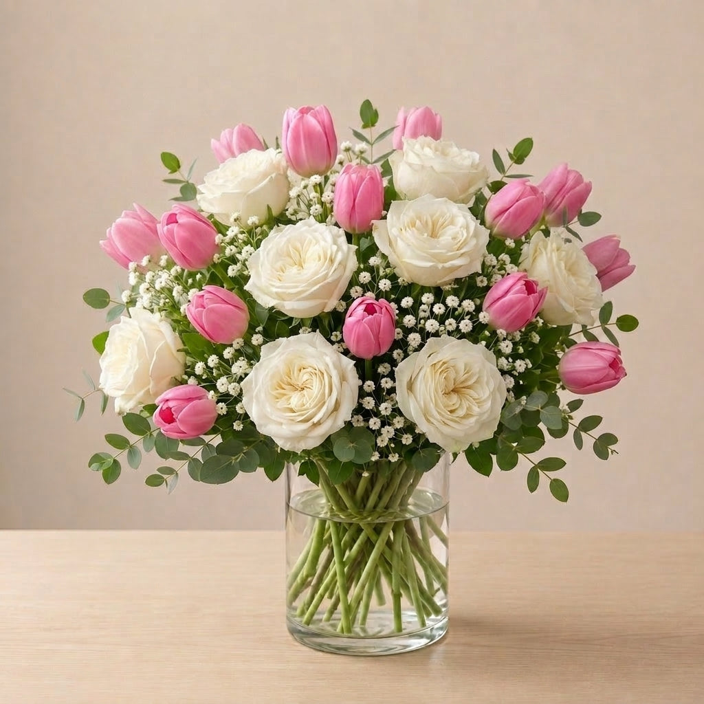 Pink and White Flower Arrangement | Blush & Ivory