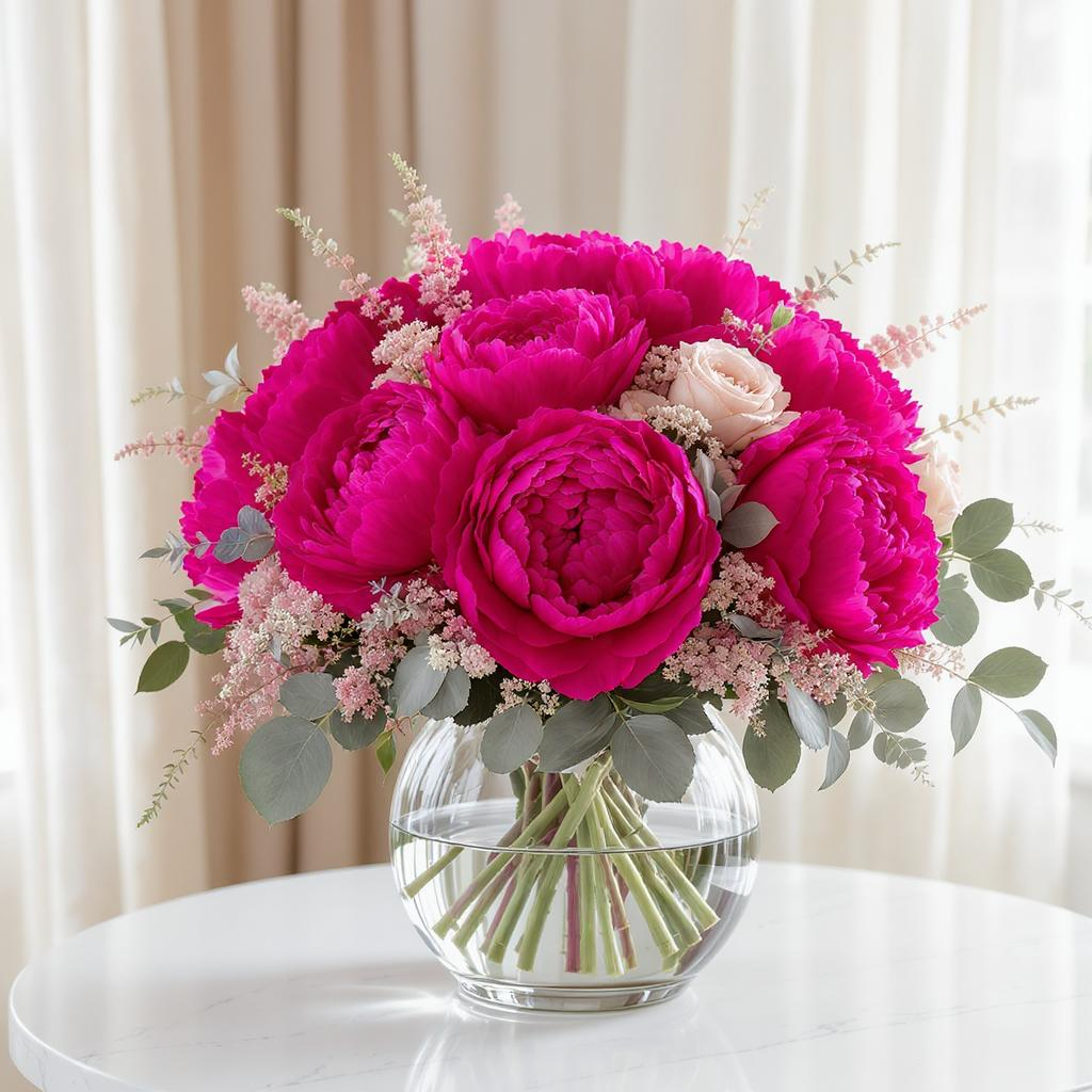 Pink Peony & Rose Vase Arrangement