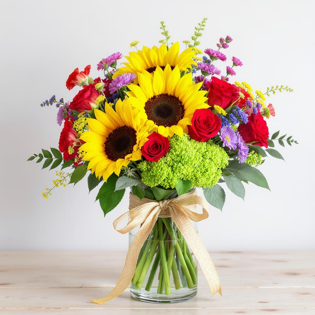 Sunflower & Rose Sunshine Bouquet