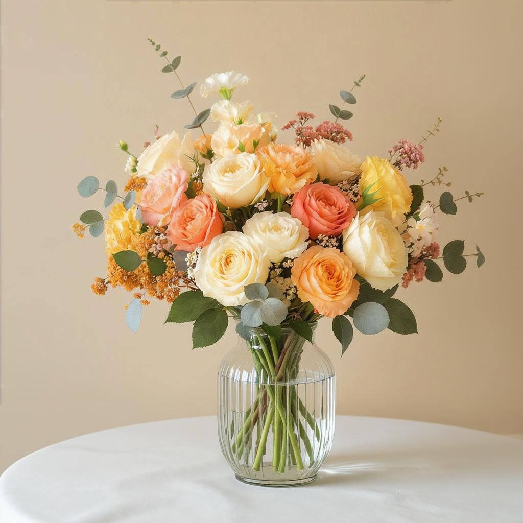 Golden Apricot β Cream & Coral Rose Garden