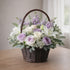 Peaceful Remembrance Basket – Sympathy Arrangement with soft blooms in a woven basket