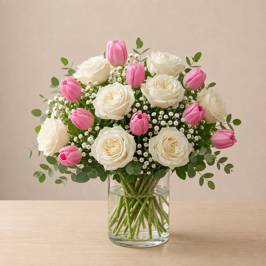 Pink and White Flower Arrangement | Blush & Ivory