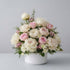 Peony and rose arrangement with elegant white and blush flowers