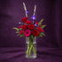 Purple and pink flower bouquet with romantic colorful blooms