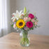 Sun-Kissed Joy Bloom Vase with pink lilies and sunflowers