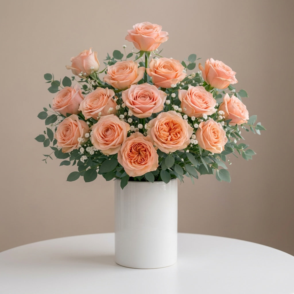 Sunset flower arrangement with warm vibrant floral blooms