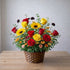 Golden Meadow Bloom Basket with sunflowers and red roses delivered in Oceanside CA