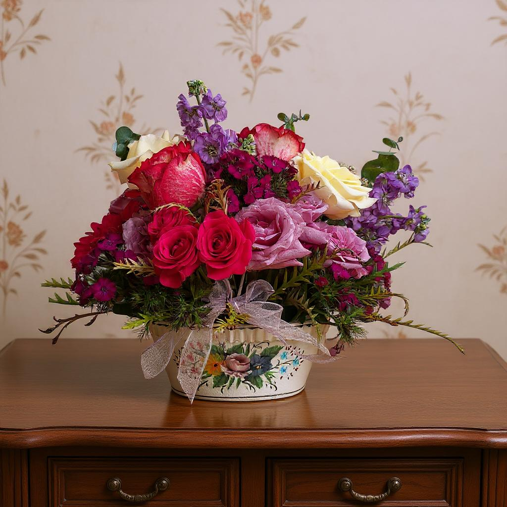 Radiant Garden Melody – Mixed Rose & Gerbera Basket