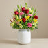 Rose and lily art vase arrangement with colorful elegant flowers