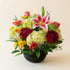 Sunlit Harmony Bowl – Pink Roses, Hydrangea & Lily Centerpiece