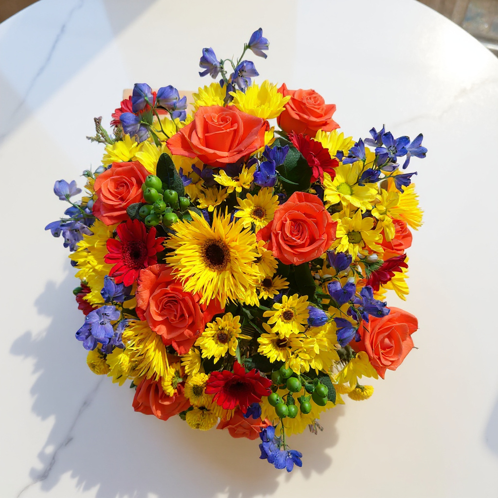 Radiant Harmony – Bright Rose & Gerbera Basket