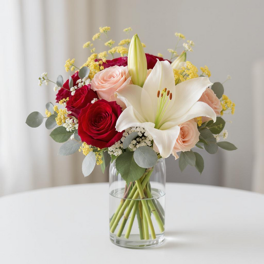 Elegant Lily & Rose Harmony Vase