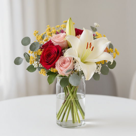 Elegant Lily & Rose Harmony Vase