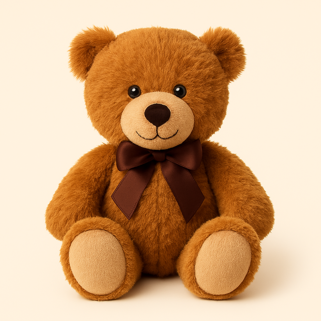 Soft brown teddy bear, optional add-on for flower delivery.