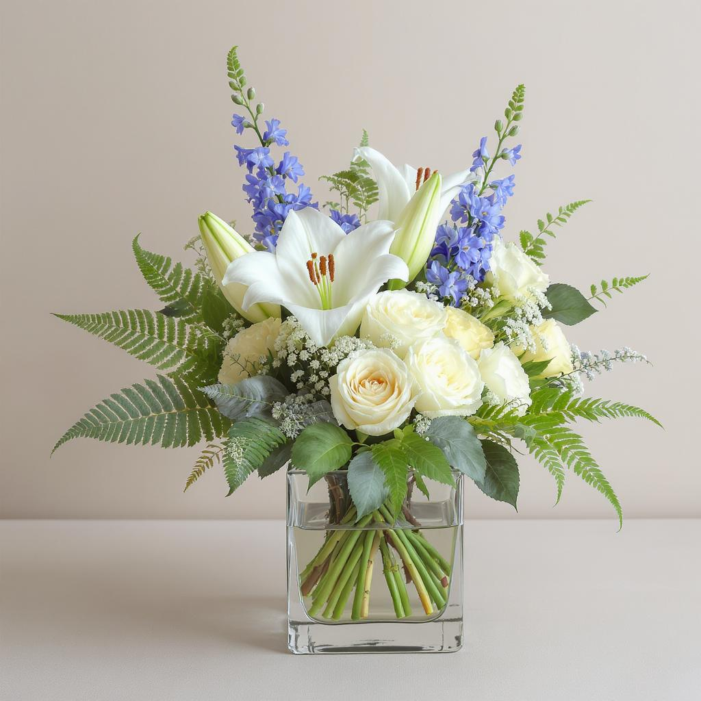Heavenly Blue & Cream – Vase Arrangement
