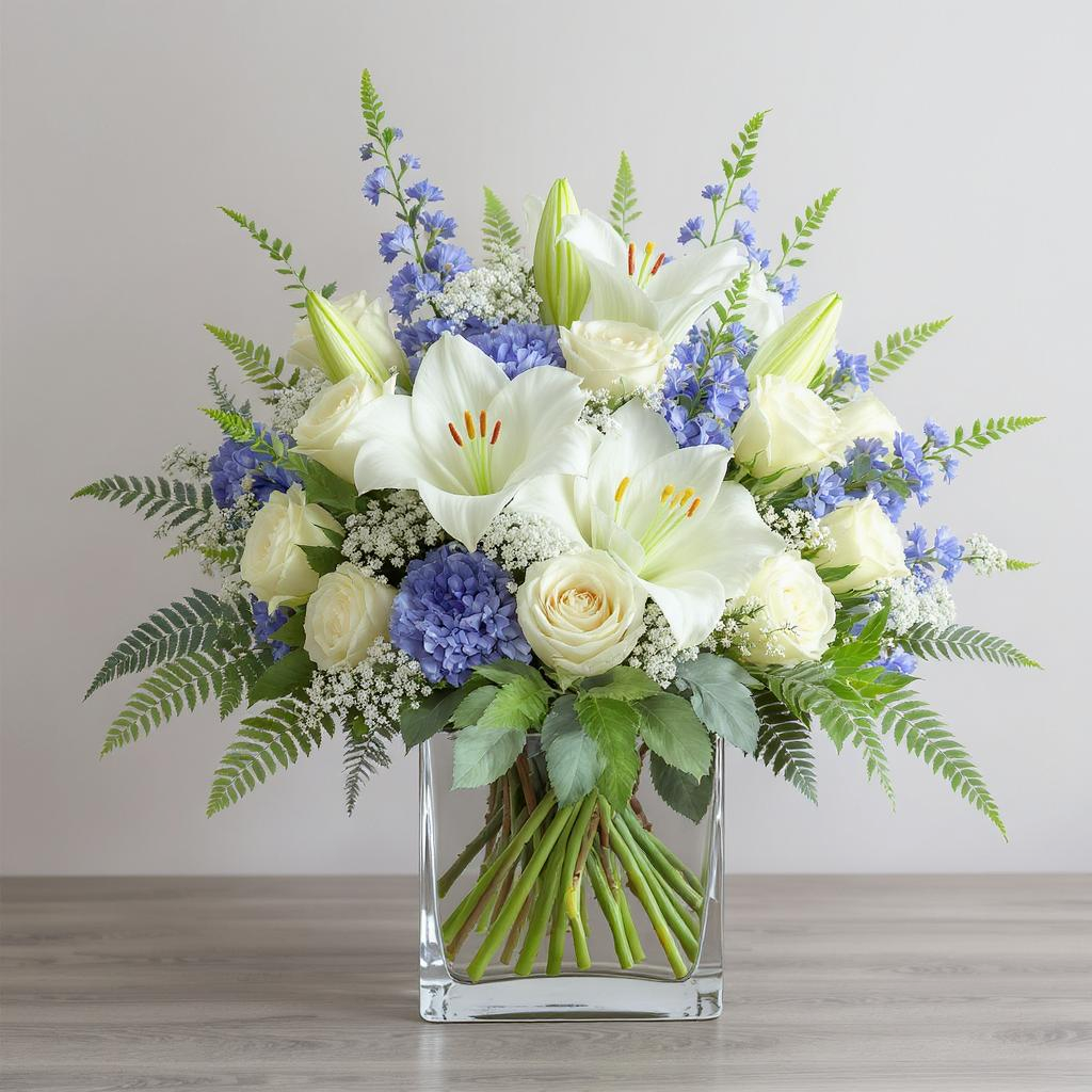 Heavenly Blue & Cream – Vase Arrangement