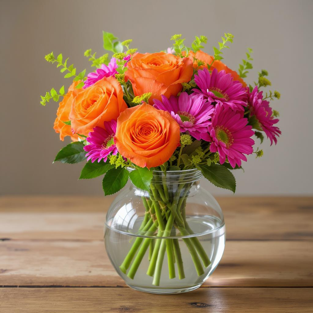 Bright Orange & Pink Rose Bouquet