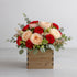 Radiant Crimson Garden Box Arrangement | Peach