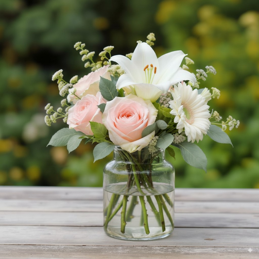 Graceful Daylight – Blush Pink & White Lily Bouquet