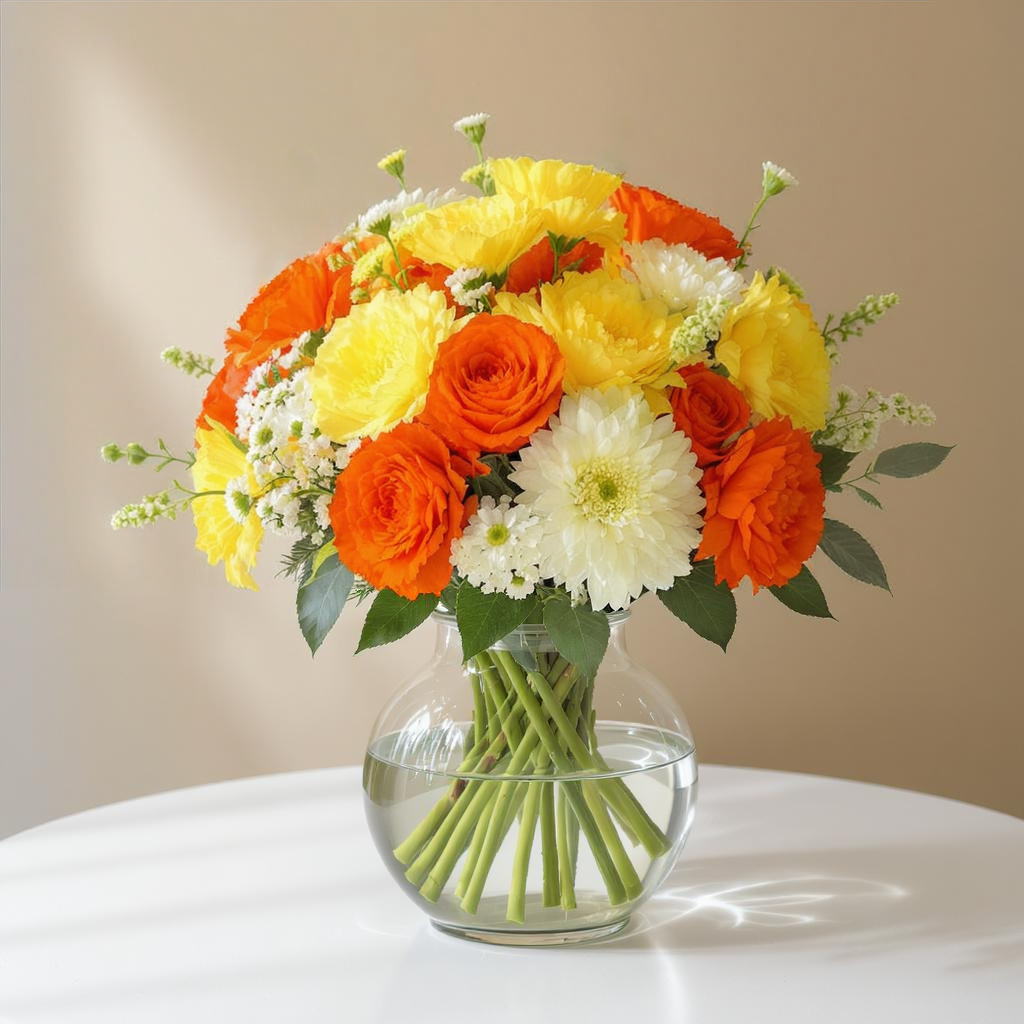 Citrus Cheer – Yellow & Orange Floral Vase Arrangement