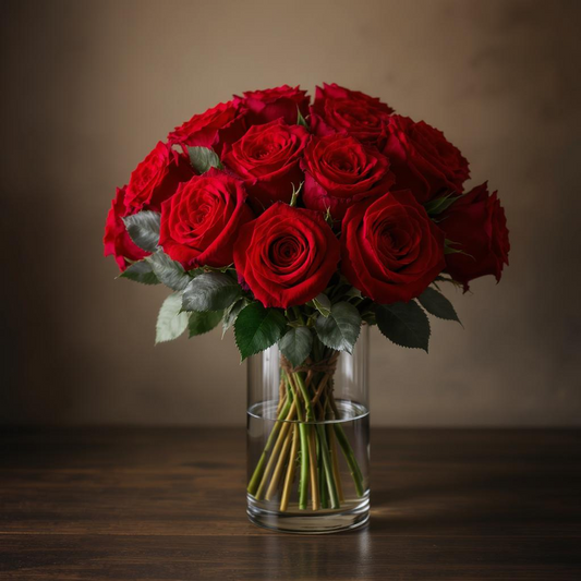 Classic Red Rose Elegance – Vase Arrangement