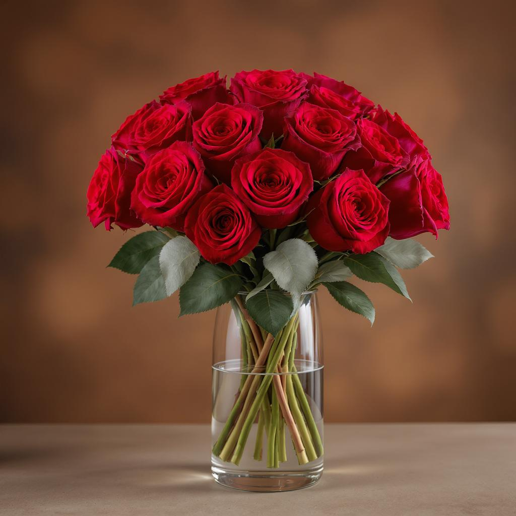 Classic Red Rose Elegance – Vase Arrangement