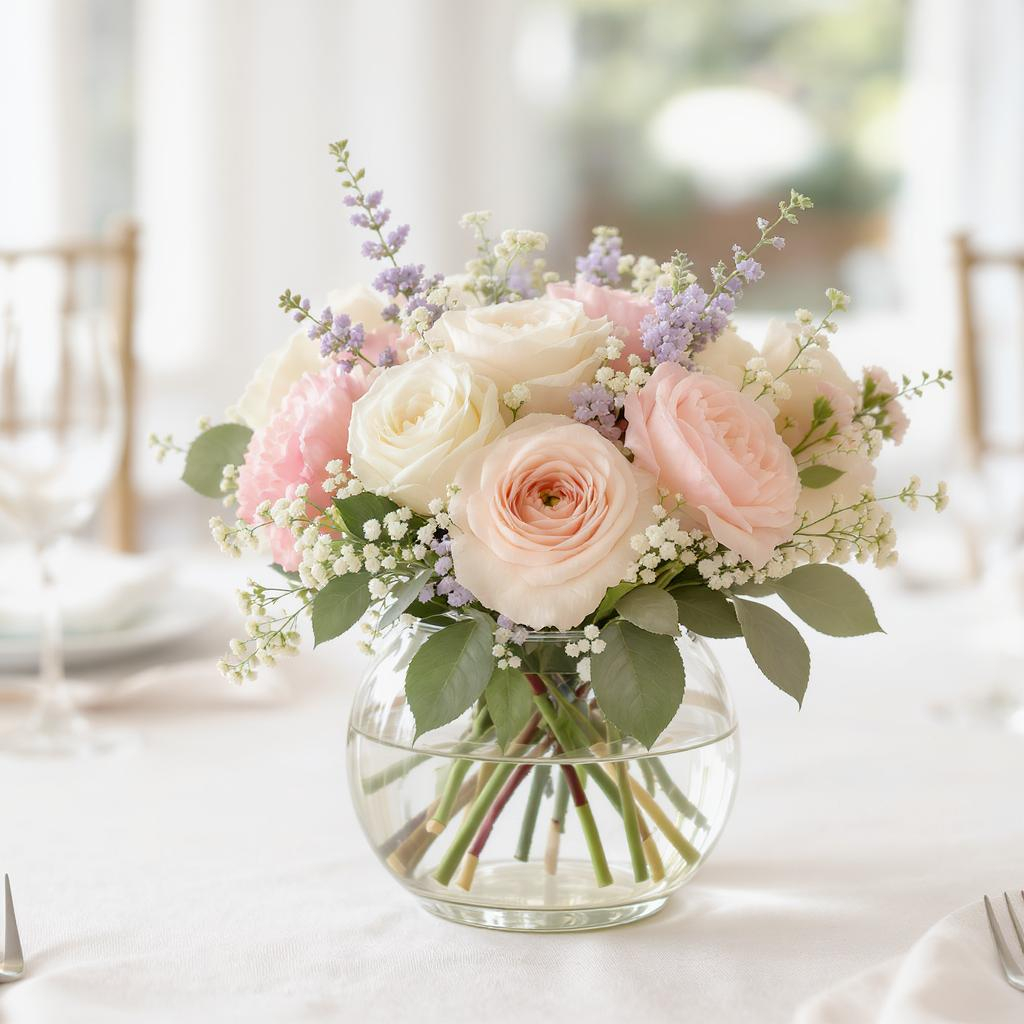 Blush Elegance – Pastel Rose & Ranunculus Vase Arrangement