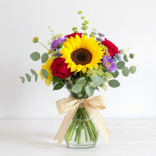 Sunflower & Rose Sunshine Bouquet