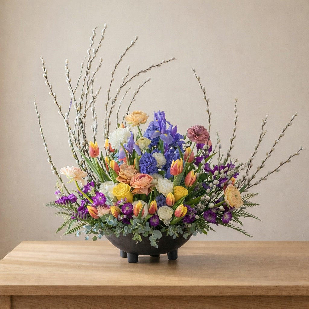 Willow Garden Symphony – Spring Flower Centerpiece