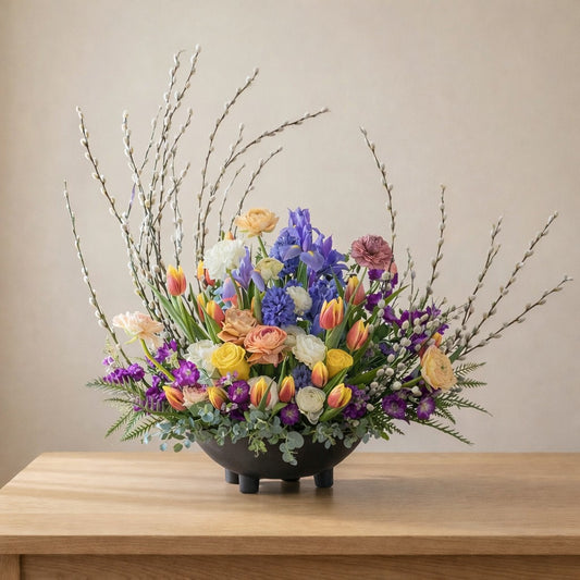 Willow Garden Symphony – Spring Flower Centerpiece